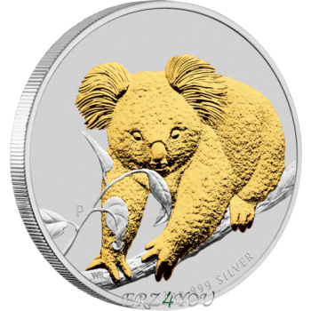 1oz Silbermünze Koala 1 AU$ 2010 BU vergoldet + Box...